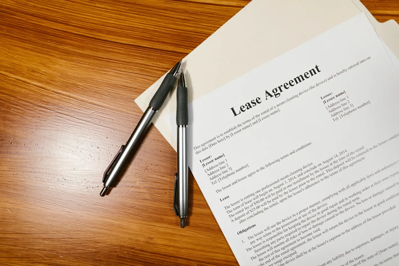 Lease agreement image for blog post