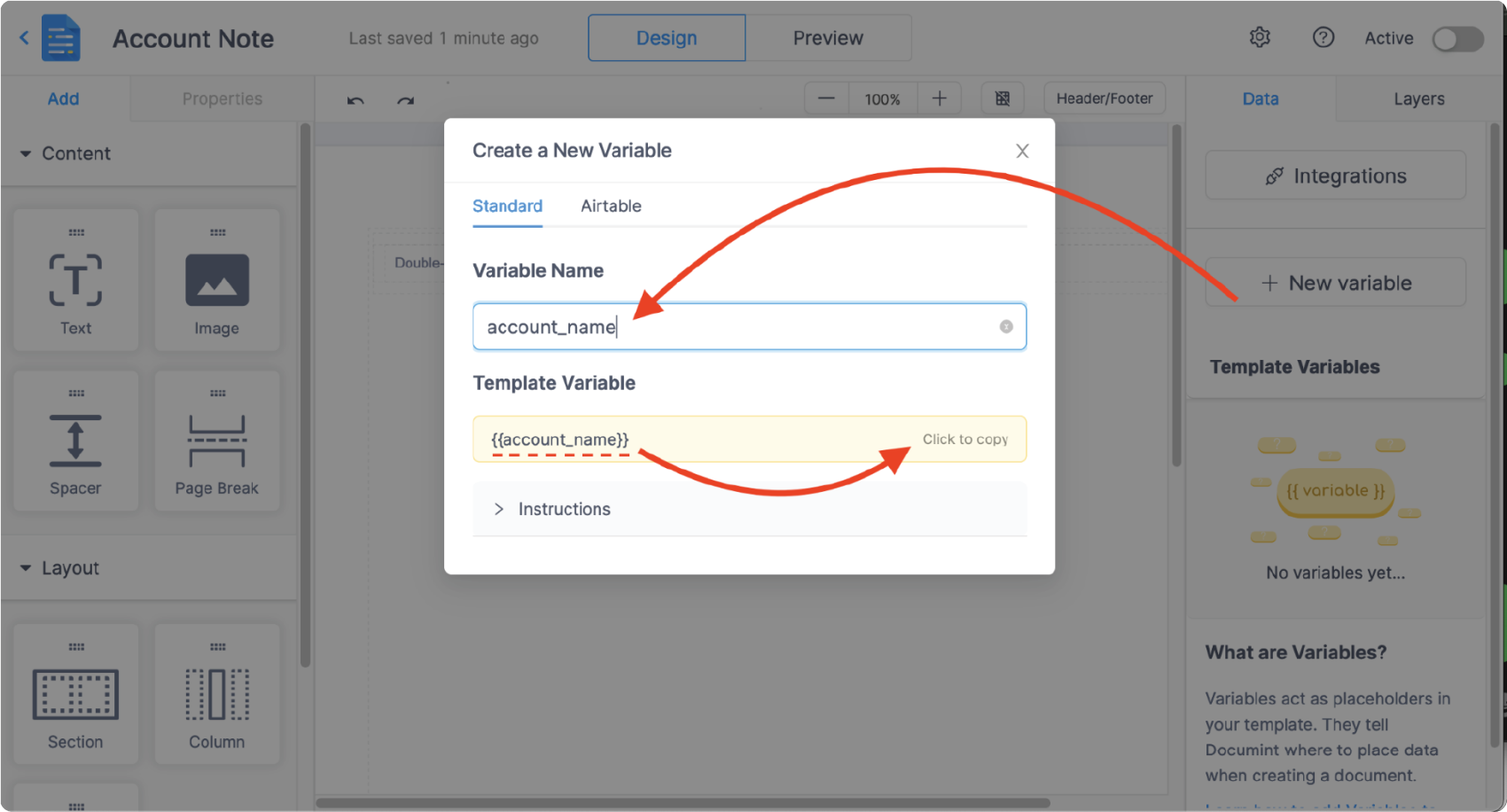 Variables Document Template Variables Document Template