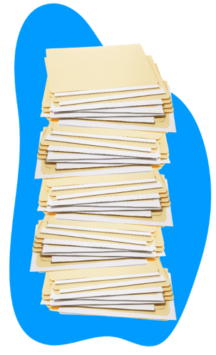 large stack of manilla folders with sales documents inside-1