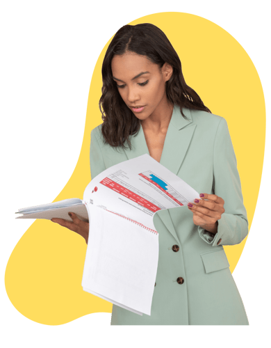 marketing businesswoman reviewing documents