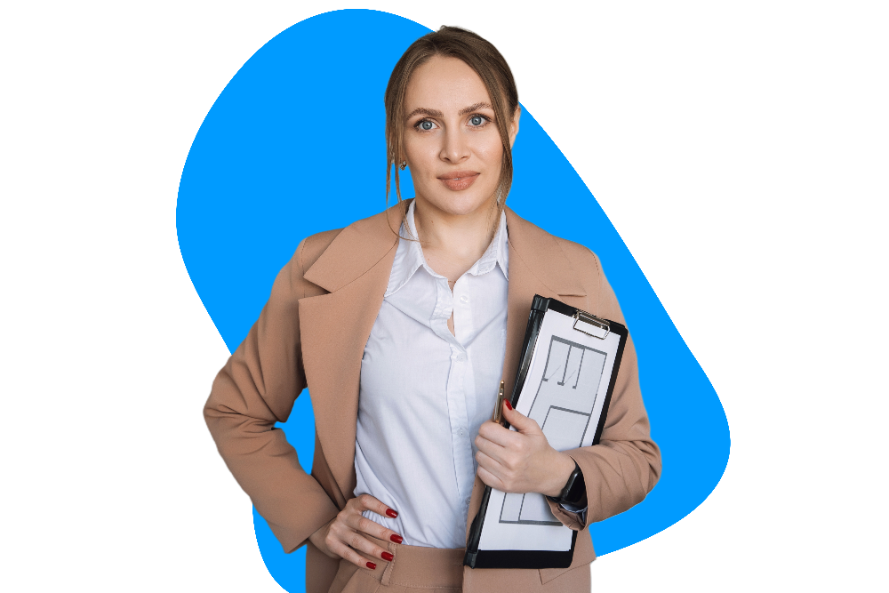 real estate businesswoman holding documents-1